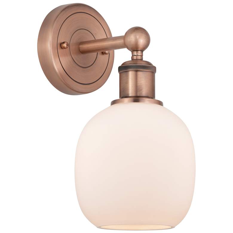 Image 1 Edison Belfast 11.5"High Antique Copper Sconce With Matte White Shade