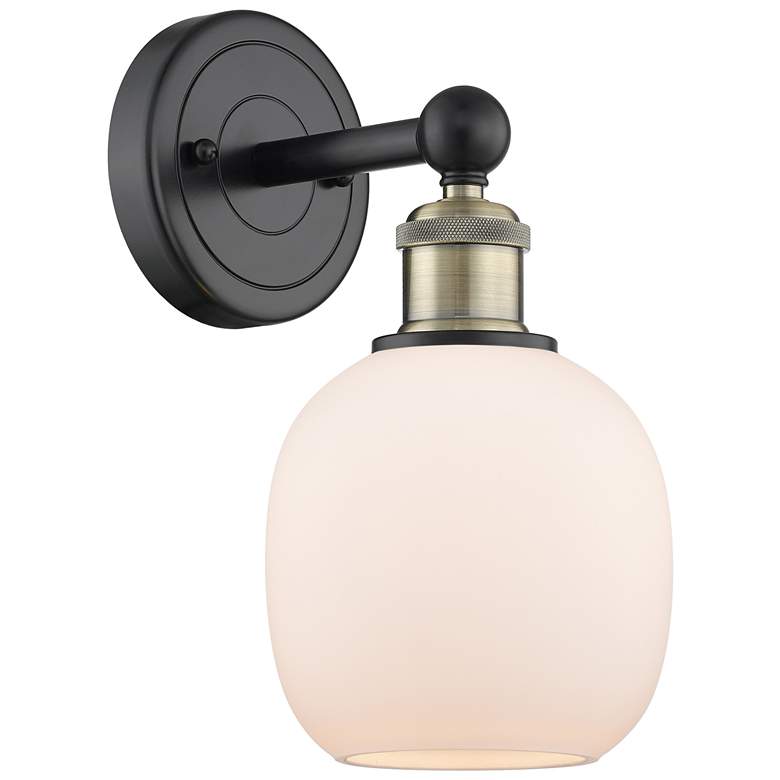Image 1 Edison Belfast 11.5"High Black Antique Brass Sconce With Matte White S