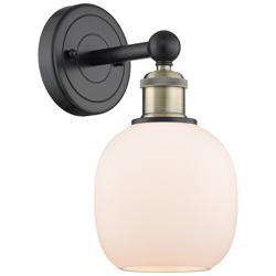 Edison Belfast 11.5"High Black Antique Brass Sconce With Matte White S