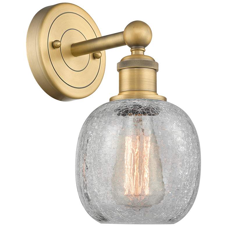Image 1 Edison Belfast 11.5"High Brushed Brass Sconce With Clear Crackle Shade
