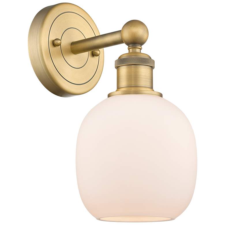 Image 1 Edison Belfast 11.5"High Brushed Brass Sconce With Matte White Shade