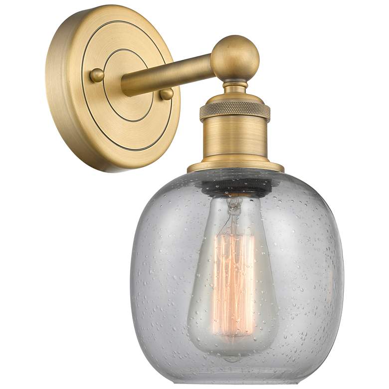 Image 1 Edison Belfast 11.5"High Brushed Brass Sconce With Seedy Shade