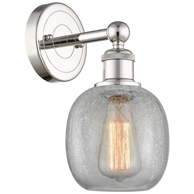 Image 1 Edison Belfast 11.5"High Polished Nickel Sconce With Clear Crackle Sha