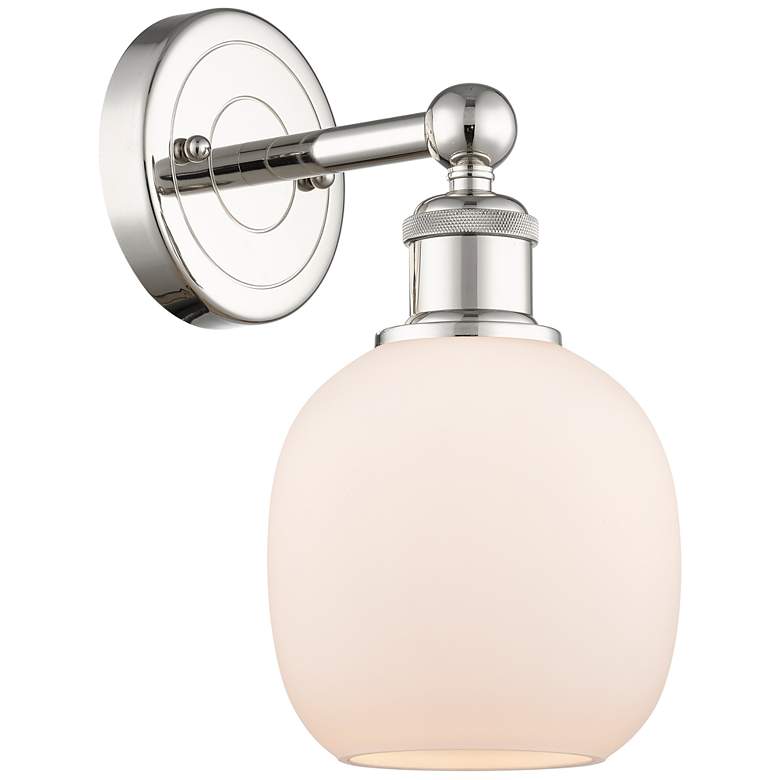 Image 1 Edison Belfast 11.5"High Polished Nickel Sconce With Matte White Shade