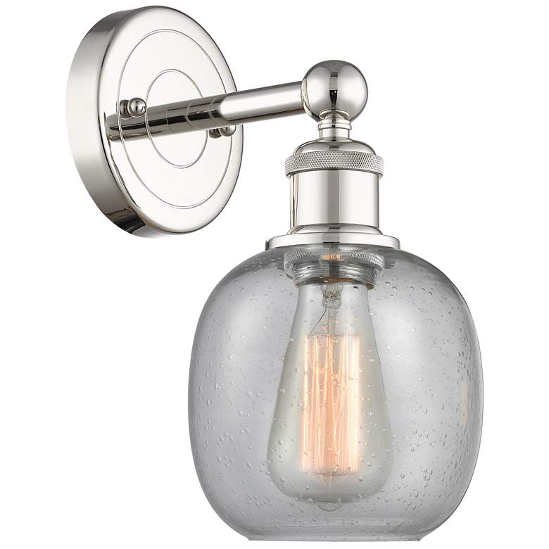 Image 1 Edison Belfast 11.5"High Polished Nickel Sconce With Seedy Shade