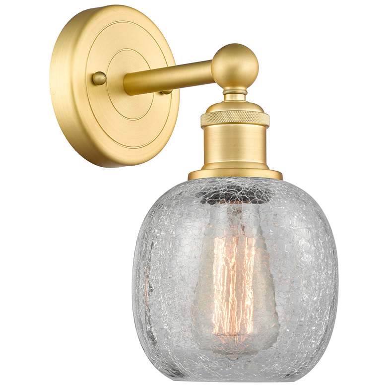 Image 1 Edison Belfast 11.5"High Satin Gold Sconce With Clear Crackle Shade