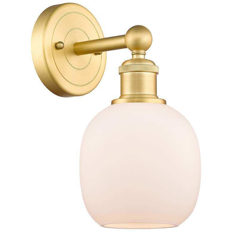 Image 1 Edison Belfast 11.5 inchHigh Satin Gold Sconce With Matte White Shade