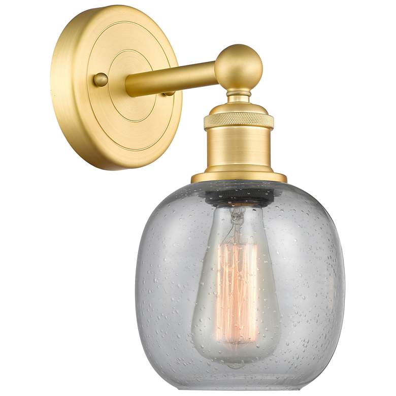 Image 1 Edison Belfast 11.5"High Satin Gold Sconce With Seedy Shade