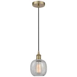 Edison Belfast 6" Antique Brass Corded Mini Pendant w/ Clear Crackle S