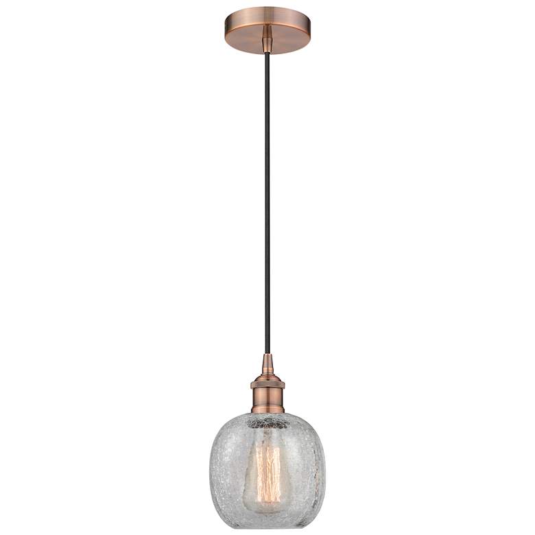 Image 1 Edison Belfast 6" Antique Copper Corded Mini Pendant w/ Clear Crackle