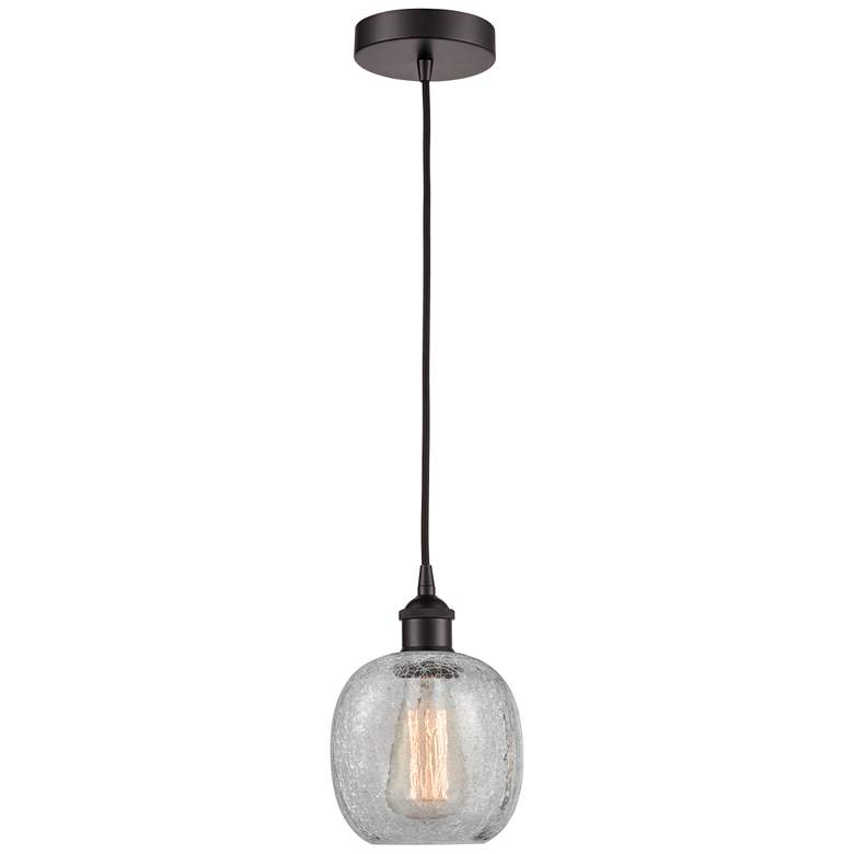 Image 1 Edison Belfast 6" Bronze Corded Mini Pendant w/ Clear Crackle Shade