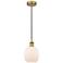 Edison Belfast 6" Brushed Brass Cord Hung Mini Pendant w/ Matte White
