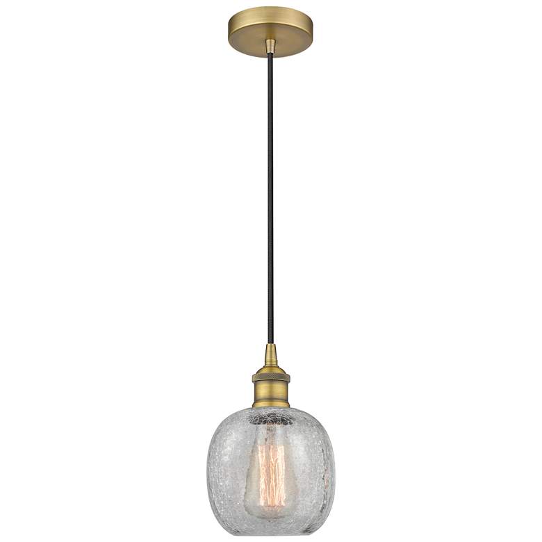 Image 1 Edison Belfast 6" Brushed Brass Corded Mini Pendant w/ Clear Crackle S