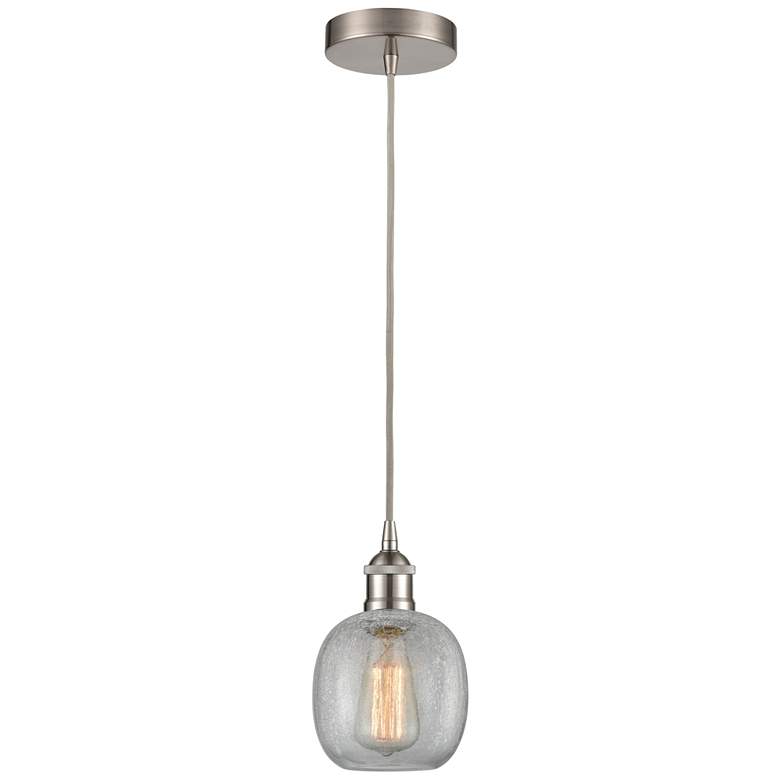Image 1 Edison Belfast 6" Brushed Nickel Corded Mini Pendant w/ Clear Crackle