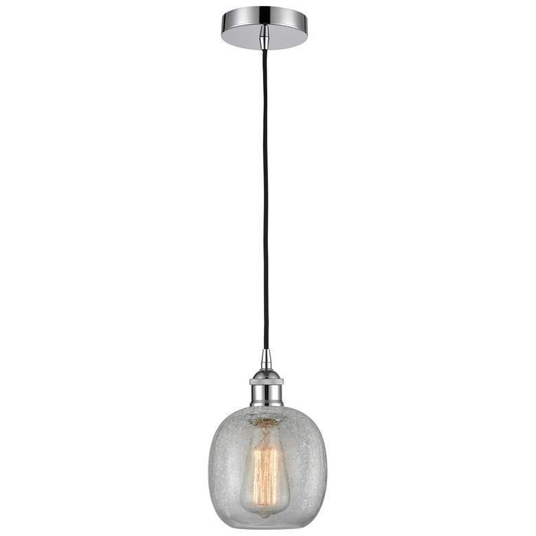 Image 1 Edison Belfast 6" Chrome Corded Mini Pendant w/ Clear Crackle Shade
