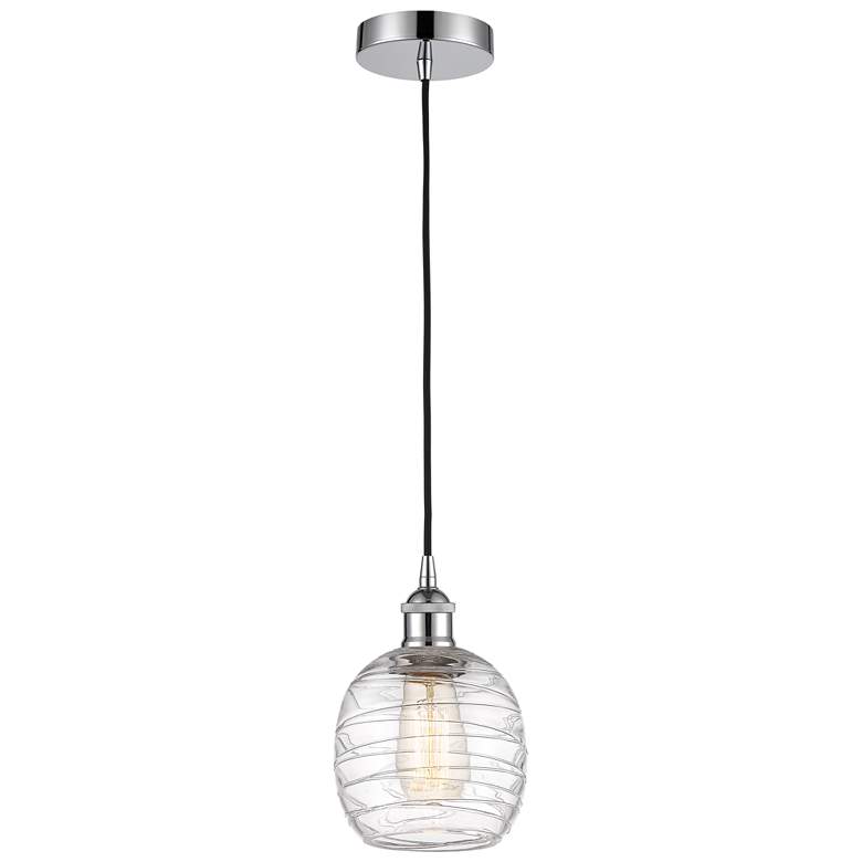 Image 1 Edison Belfast 6" Chrome Corded Mini Pendant w/ Deco Swirl Shade