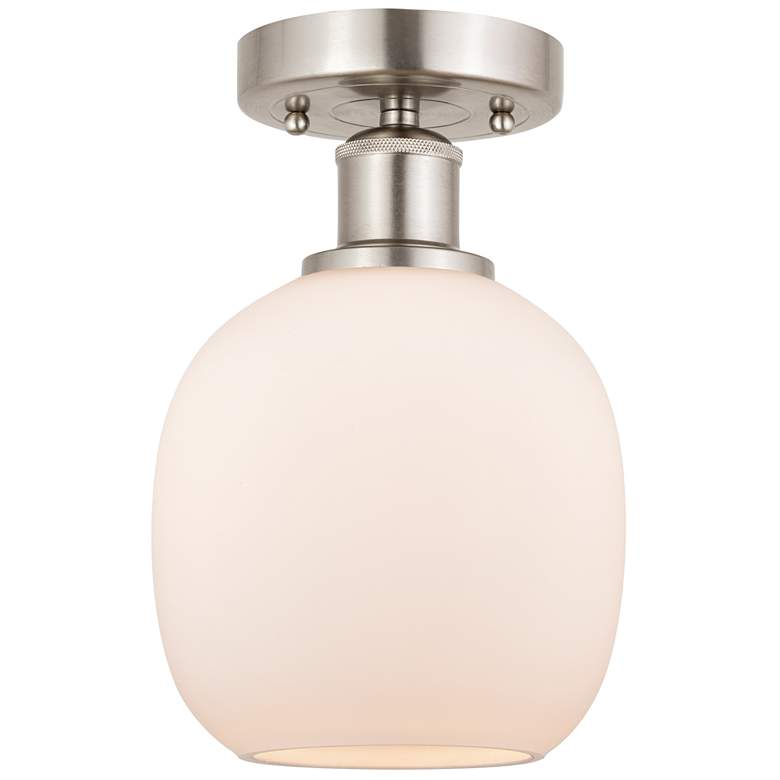 Image 1 Edison Belfast 6" Flush Mount - Brushed Satin Nickel - Matte White Sha