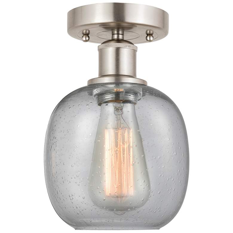 Image 1 Edison Belfast 6" Flush Mount - Brushed Satin Nickel - Seedy Shade