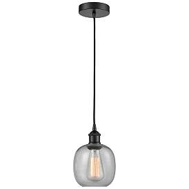 Image1 of Edison Belfast 6" Matte Black Cord Hung Mini Pendant w/ Seedy Shade