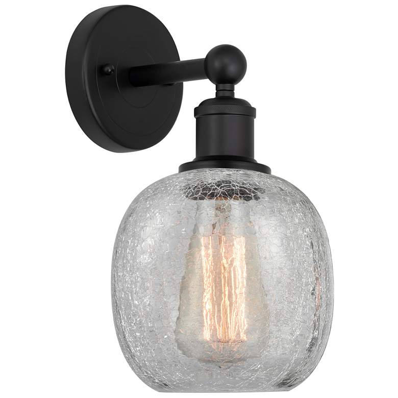 Image 1 Edison Belfast 6" Matte Black Sconce w/ Clear Crackle Shade
