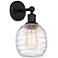 Edison Belfast 6" Matte Black Sconce w/ Deco Swirl Shade