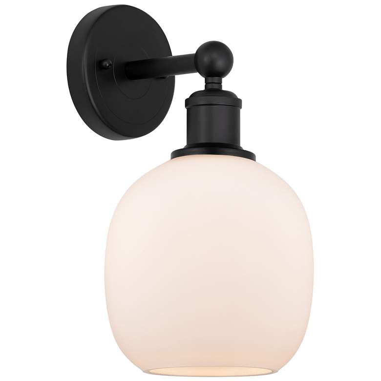Image 1 Edison Belfast 6" Matte Black Sconce w/ Matte White Shade