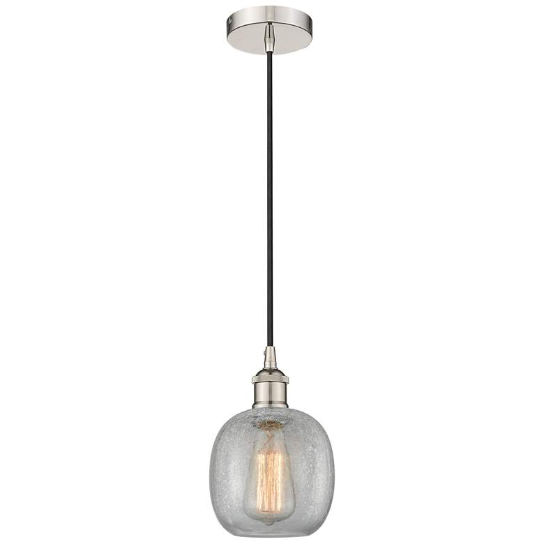 Image 1 Edison Belfast 6" Nickel Corded Mini Pendant w/ Clear Crackle Shade