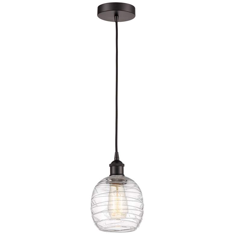 Image 1 Edison Belfast 6" Oil Rubbed Bronze Corded Mini Pendant w/ Deco Swirl
