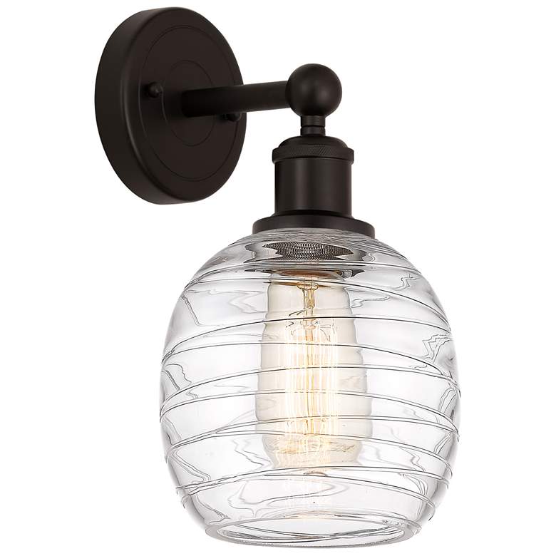 Image 1 Edison Belfast 6" Oil Rubbed Bronze Sconce w/ Deco Swirl Shade