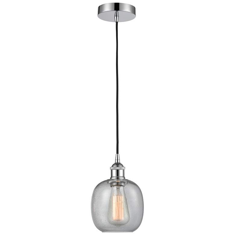Image 1 Edison Belfast 6" Polished Chrome Cord Hung Mini Pendant w/ Seedy Shad