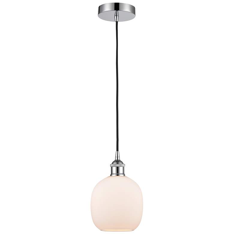 Image 1 Edison Belfast 6" Polished Chrome Cord Hung Mini Pendant w/ White Shad
