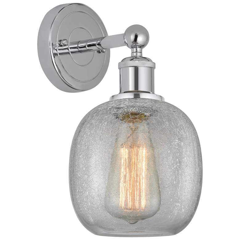 Image 1 Edison Belfast 6 inch Polished Chrome Sconce w/ Clear Crackle Shade