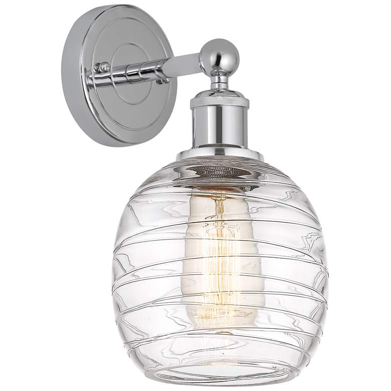 Image 1 Edison Belfast 6" Polished Chrome Sconce w/ Deco Swirl Shade