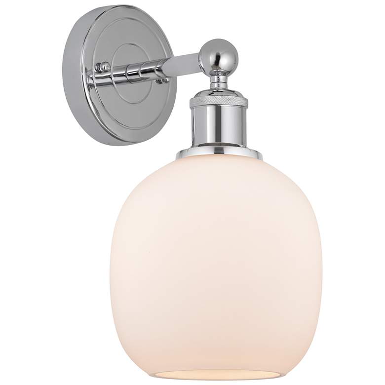 Image 1 Edison Belfast 6" Polished Chrome Sconce w/ Matte White Shade