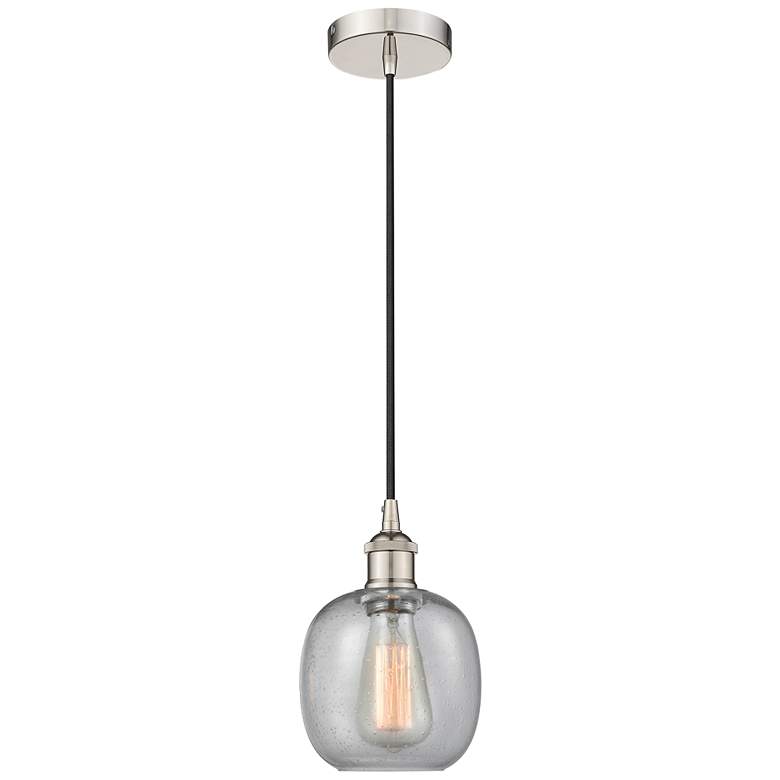 Image 1 Edison Belfast 6" Polished Nickel Cord Hung Mini Pendant w/ Seedy Shad