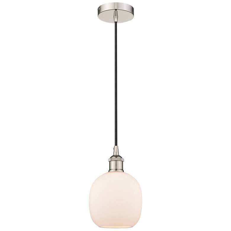 Image 1 Edison Belfast 6" Polished Nickel Cord Hung Mini Pendant w/ White Shad
