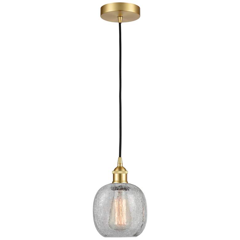 Image 1 Edison Belfast 6" Satin Gold Cord Hung Mini Pendant w/ Clear Crackle S