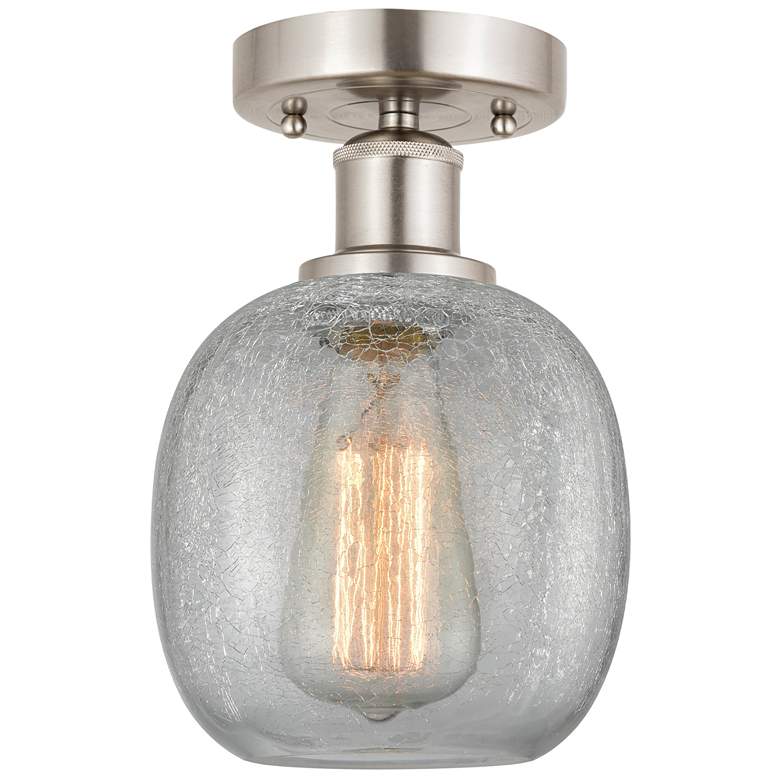Image 1 Edison Belfast 6" Semi-Flush Mount - Brushed Satin Nickel - Clear Cra
