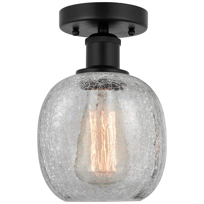 Image 1 Edison Belfast 6" Semi-Flush Mount - Matte Black - Clear Crackle Shad