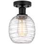 Edison Belfast  6" Semi-Flush Mount - Matte Black - Deco Swirl Shade