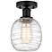 Edison Belfast 6" Semi-Flush Mount - Matte Black - Deco Swirl Shade