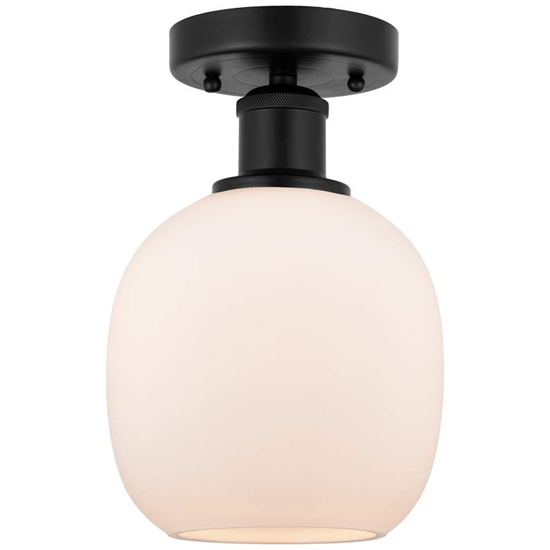 Image 1 Edison Belfast 6" Semi-Flush Mount - Matte Black - Matte White Shade