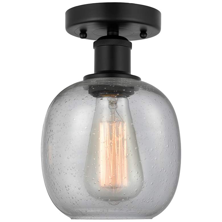 Image 1 Edison Belfast 6" Semi-Flush Mount - Matte Black - Seedy Shade