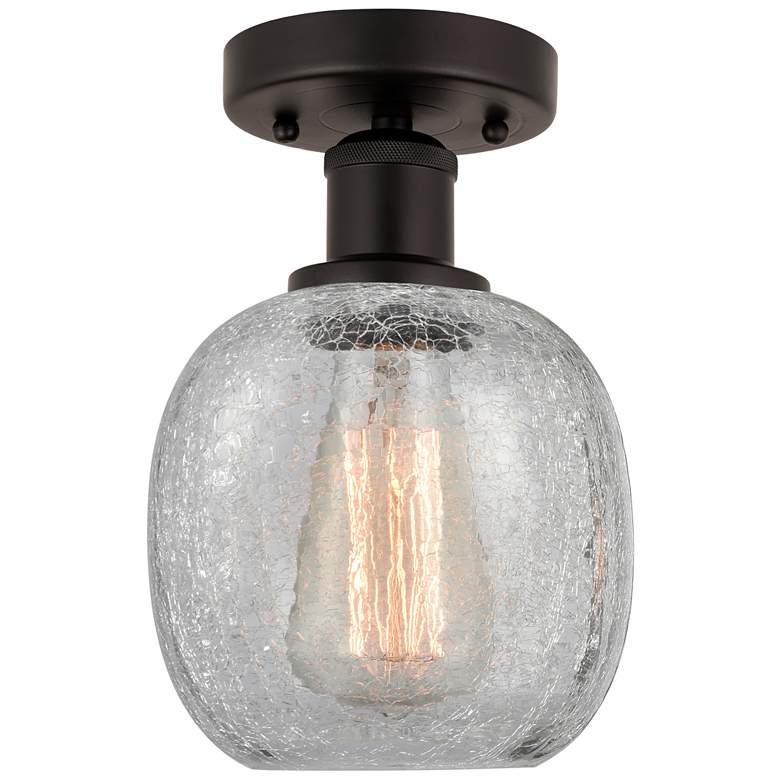 Image 1 Edison Belfast 6" Semi-Flush Mount - Oil Rubbed Bronze - Clear Crackl