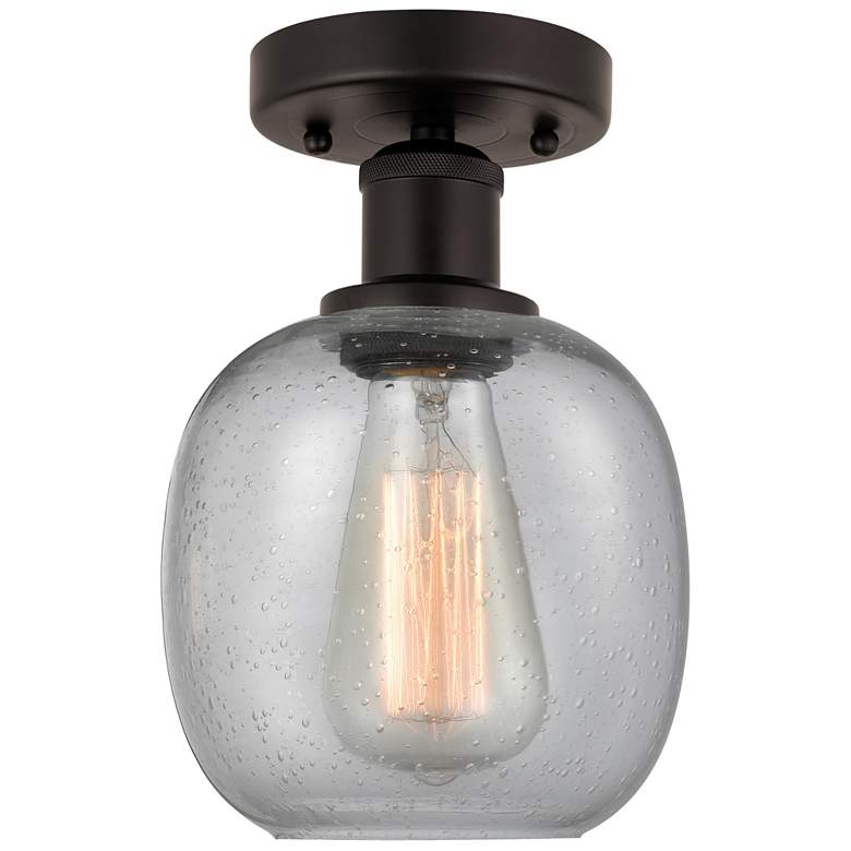 Image 1 Edison Belfast 6" Semi-Flush Mount - Oil Rubbed Bronze - Seedy Shade