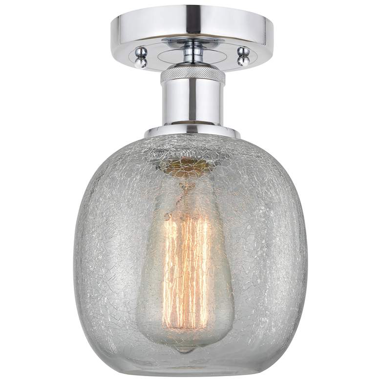 Image 1 Edison Belfast  6" Semi-Flush Mount - Polished Chrome - Clear Crackle