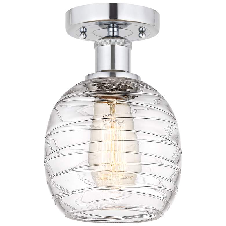 Image 1 Edison Belfast 6" Semi-Flush Mount - Polished Chrome - Deco Swirl Sha
