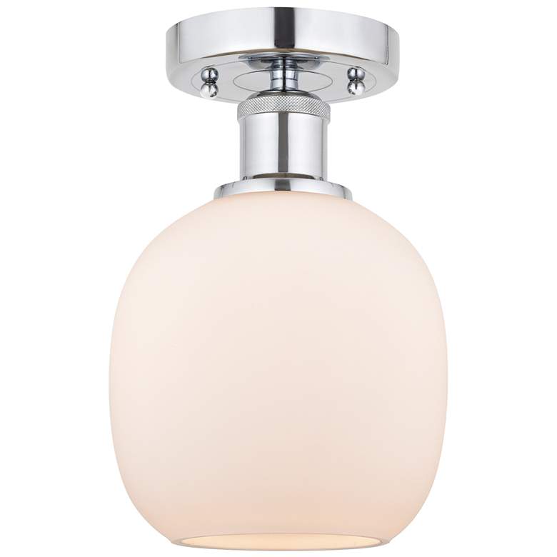Image 1 Edison Belfast 6" Semi-Flush Mount - Polished Chrome - Matte White Sh