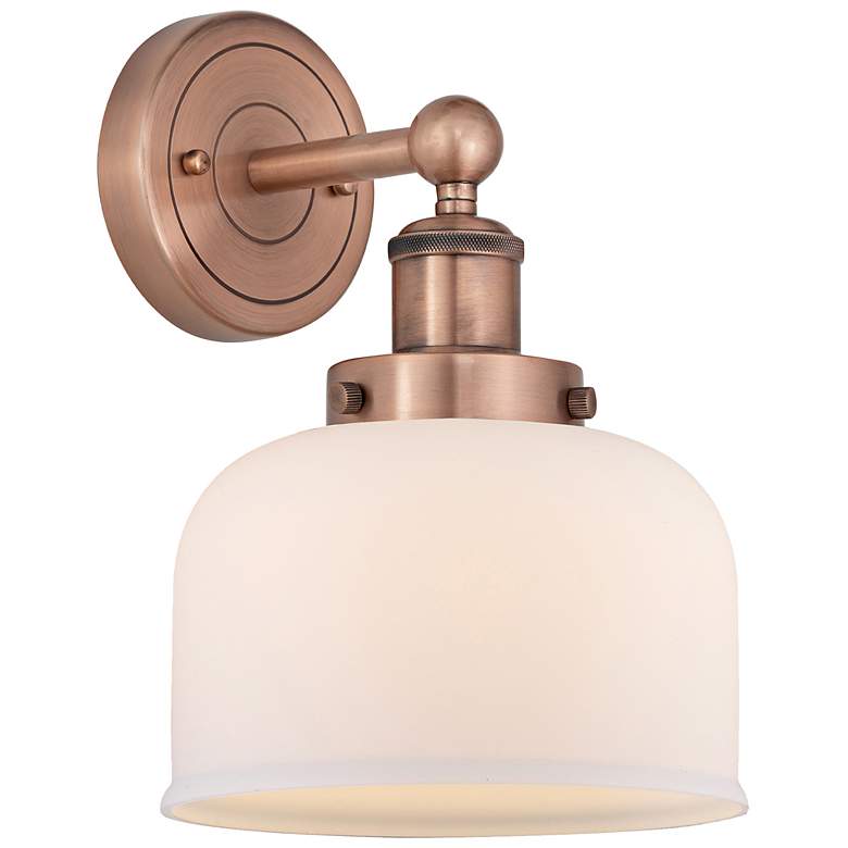 Image 1 Edison Bell 11"H Antique Copper Wall Sconce w/ White Glass