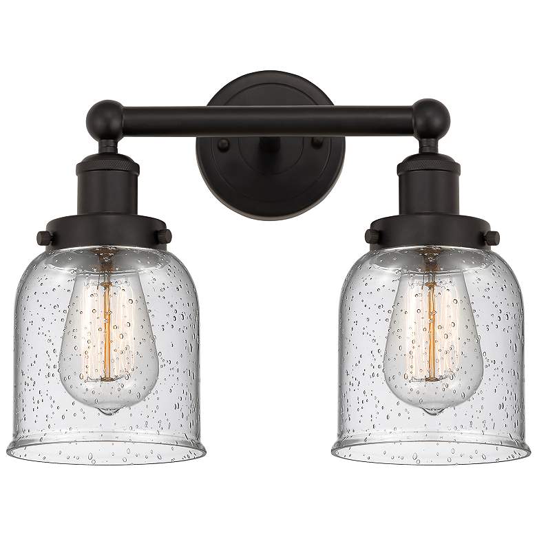 Image 1 Edison Bell 11"H Bronze 2-Light Wall Sconce w/ Seedy Shade